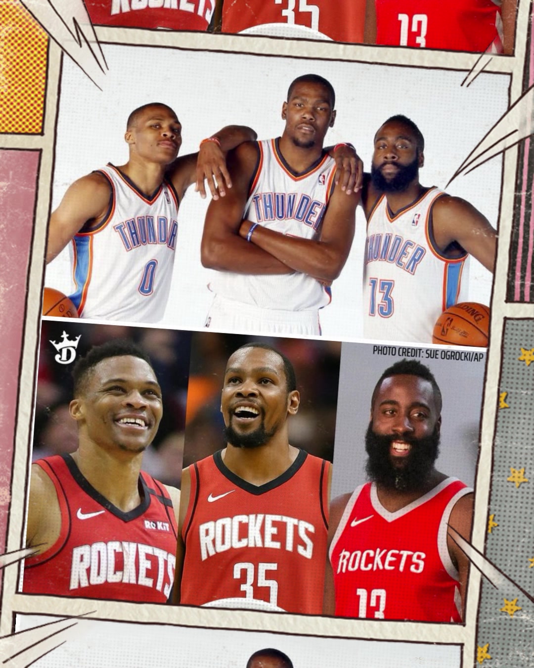 此事谁能料雷霆三少都成火箭球员了杜兰特威少哈登