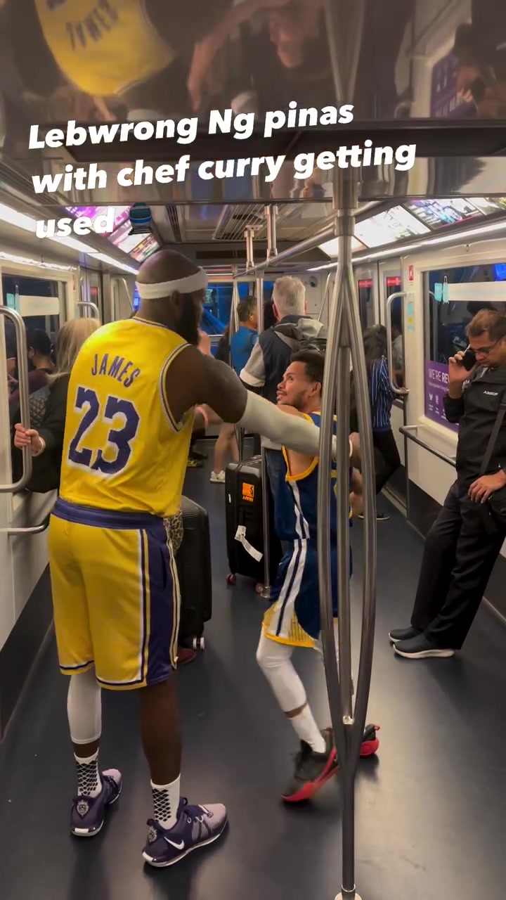 笑死网友竟然在地铁上遇到老詹和库里了