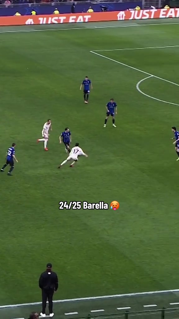 欧冠官推盘点国米大将巴雷拉赛季表现世界第几中场