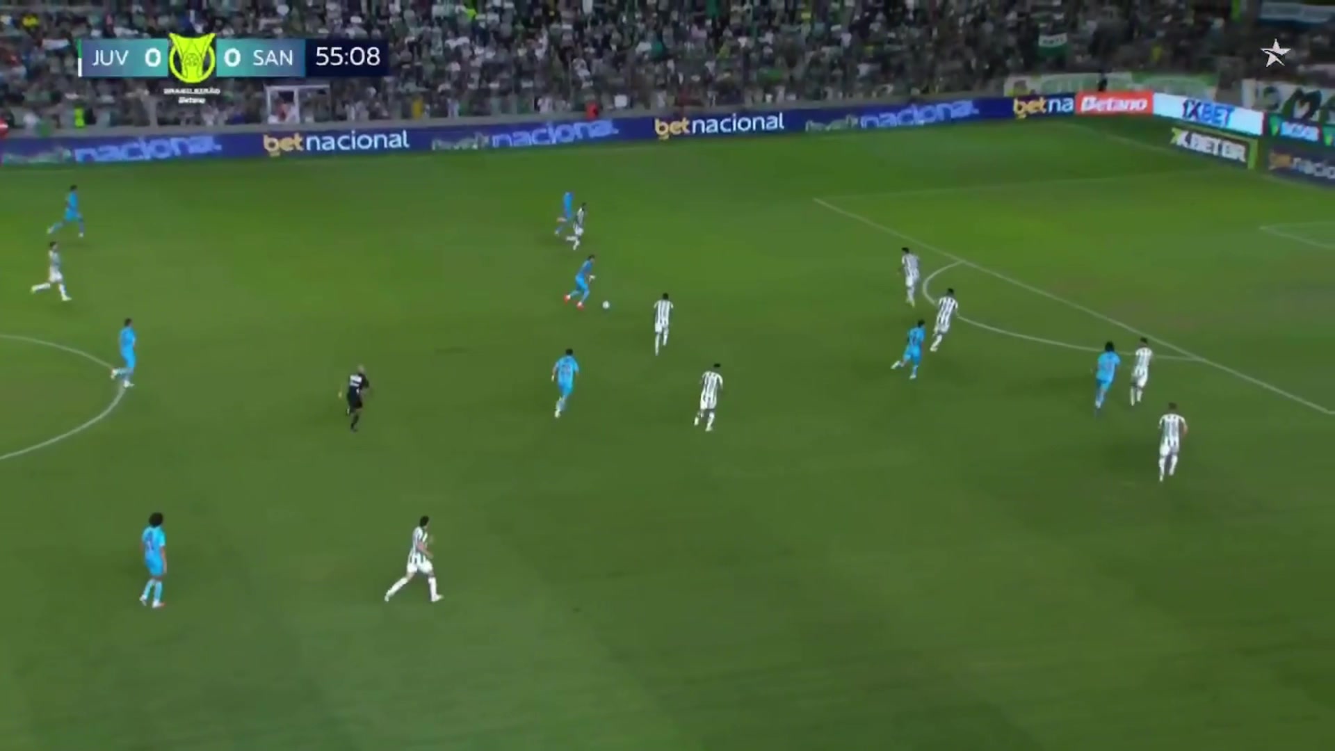 找回状态内马尔分边策动跟进推射破门桑托斯1-0领先