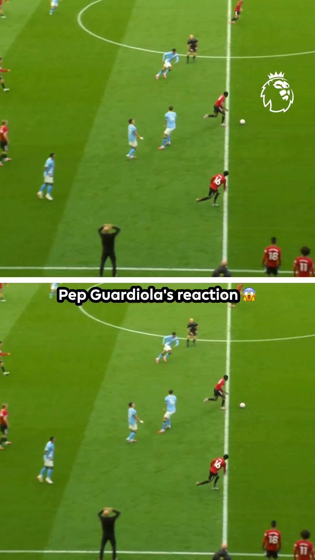 梅努穿裆戏耍后场边瓜迪奥拉的反应